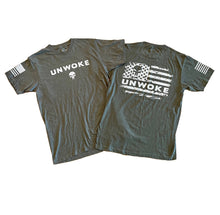 Load image into Gallery viewer, Unwoke Heather Military Green Unisex T-shirt