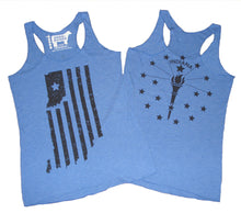 Load image into Gallery viewer, Indiana Double Vintage Blue Ladies&#39; Racerback Tank