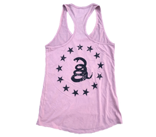 Load image into Gallery viewer, Don&#39;t Tread On Me Ladies&#39; Pink Racerback Tank