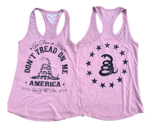 Don't Tread On Me Ladies' Pink Racerback Tank