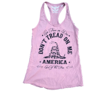 Load image into Gallery viewer, Don&#39;t Tread On Me Ladies&#39; Pink Racerback Tank
