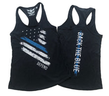 Load image into Gallery viewer, DEFEND - Back The Blue - Ladies&#39; Racerback Tank Top