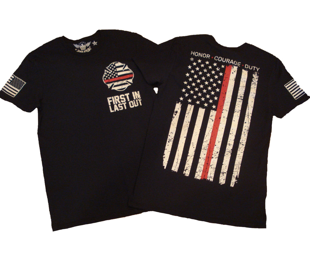 First In Last Out Red Line Unisex T-shirt