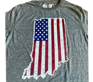American Flag Indiana Shape Unisex T-shirt
