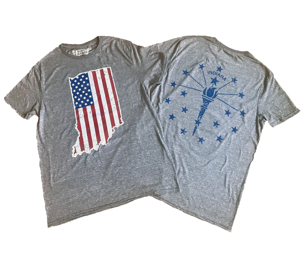 American Flag Indiana Shape Unisex T-shirt
