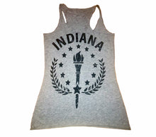 Load image into Gallery viewer, Vintage Grey Ladies&#39; Checkered Flag Racerback Tank